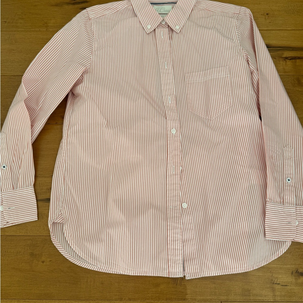 J. Crew Pink and White Striped Shirt